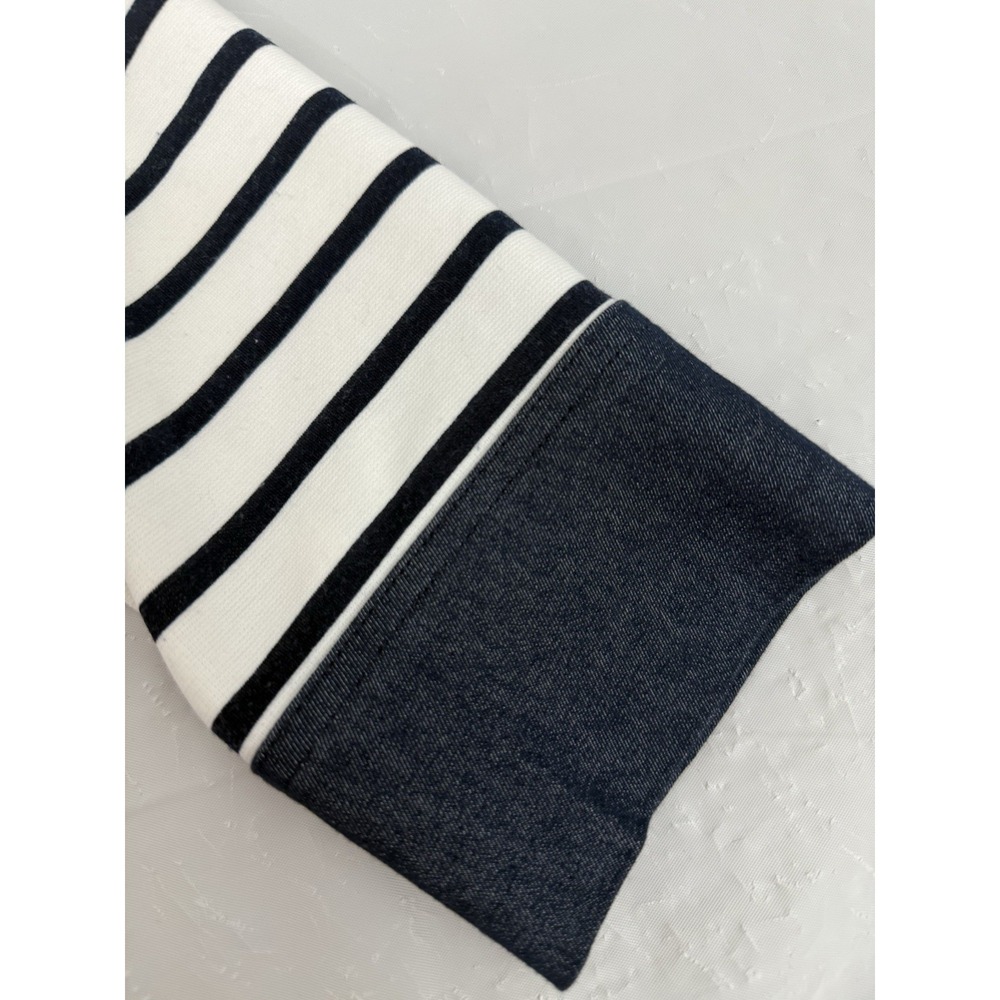 Sandra Darren Womens Size 6 White & Navy 3/4 Sleeve Striped Shift Dress - Picture 8 of 9